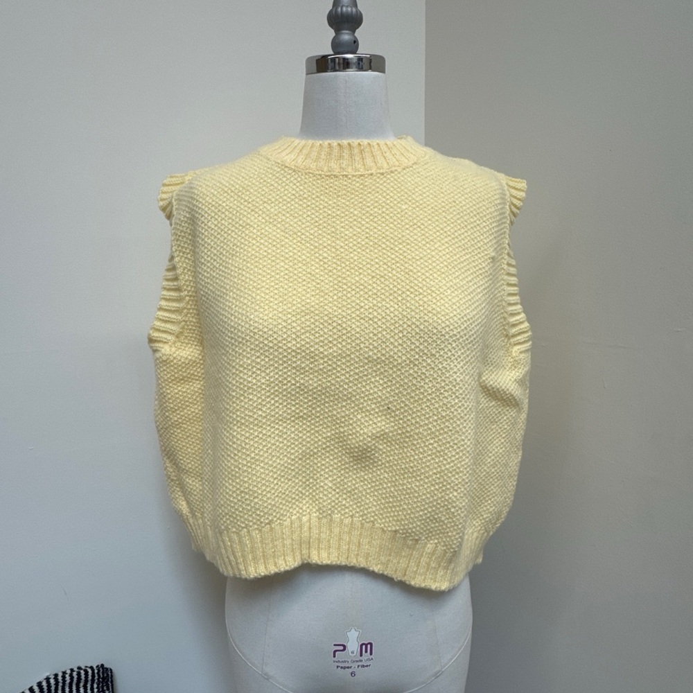Cream Sleeveless Knit Sweater